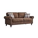 Panana 2 Seater / 3 Seater Sofa Couch Settee Fabric Sofa Living Room Sofa with Retro Design Leg and 2 Free Cushions (Brown, 3 Seater)