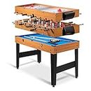 Goplus 48 Inch Game Table, 3-in-1 Combo Table Set w/Adult Size Foosball Table, Pool Table, Slide Hockey Table, Multi Game Table w/Billiard, Soccer & Hockey for Arcade, Party, Family Night, Game Room