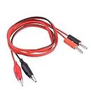 Eatech 1 Meter Banana Plug 4 mm to Shrouded Copper Electrical Clamp Alligator Clip Test Cable Leads for Multimeter Testing Probe (Black and Red)