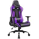 Generic PUKAMI Gaming Chair High Back for Teens Ergonomic Racing Computer Desk with Comfortable Lumbar Support and Headrest Girl Gamer Height Adjustable (Purple), 48*26*22 inch
