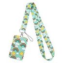 TIESOME Neck Lanyard with Clip Clasp for Badge Holder, Bohemia Rainbow Lanyard Strap with ID Card Holder, Neck Strap with ID Card Case (Rainbow Style-A)