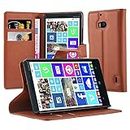 cadorabo Book Case works with Nokia Lumia 929/930 in SADDLE BROWN - with Magnetic Closure, Stand Function and Card Slot - Wallet Etui Cover Pouch PU Leather Flip