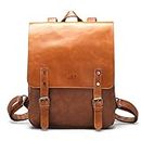 LXY Vegan Leather Backpack Vintage Laptop Bookbag for Women Men, Brown Faux Leather Backpack Purse Bookbag Weekend Travel Daypack