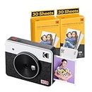KODAK Mini Shot 3 Retro 4PASS 2-in-1 Instant Camera and Photo Printer (3x3 inches) + 68 Sheets Bundle, White