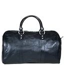I Medici Borsone Ovale Uno Leather Carry on Duffel Bag, 20" Luggage in Black