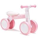 TEENRUN Baby Balance Bike with 4 Wheels, Perfect for 12-36 Month Toddlers, Ideal First Birthday Gift for Boys and Girls, Pink