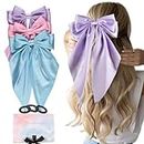 Wdnew 3Pcs Big Hair Bows for Women Satin Bows for Hair Large Bow Hair Clips Lazos Para El Cabello De Mujer Girls Gift Hair Barrettes Accessories (3 count, Pink Purple Blue)