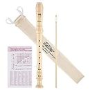 Eastar Soprano Recorder Instrument for Kids Beginner, Baroque Fingering C Key Recorder Instrument 3 Piece with Cleaning Kit, Thumb Rest, Cotton Bag, Fingering Chart, ERS-21BN, Natural, School-Approved