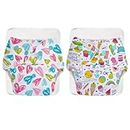 SuperBottoms BASIC Pack of 2 Diaper+2 Inserts, Combo Pack of Assorted Freesize Washable and reusable cloth diaper with dry feel soakers,Unisex Baby (5-17kgs)