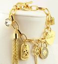 MK Michael Kors Charms Bracelet Bangle Womens Jewelry  Gold Tone Key