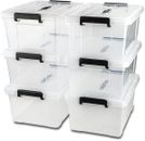 6 Pack 48 Qt Latch Box Plastic Totes Clear Storage Containers Bin Latching Lids