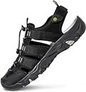 ATIKA Men's Outdoor Hiking Sandals, Closed Toe Athletic Sport Sandals, Lightweight Trail Walking Sandals, Summer Water Shoes M147-BLK 10 M US