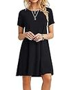 MOLERANI Women's Casual Plain Short Sleeve Simple T-Shirt Loose Dress, Black, Large