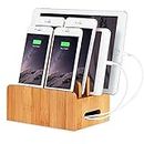 XPhonew Legno di bambù Desktop Multi-device Cords Organizer Stand and Charging Station Charger Dock Cradle Holder Compatible with iPhone 14 13 12 11 Pro Max iPad Mini 4 5 Samsung LG Smartphone Tablet