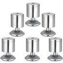 Mesee 6 Pieces Furniture Legs Levelers with Rubber Mat, Stainless Steel Adjustable Feet Leveler Furniture Foot Leveling Tool Accessory for Table Desk Cabinet Wardrobe Sofa - 50 x 80mm