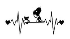 UR Impressions MBlk Snoopy and Woodstock Heartbeat Decal Vinyl Sticker Graphics for Car Truck SUV Van Wall Window Laptop|Matte Black|7.5 X 4 Inch|URI294-MB