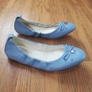 Michael Kors Women's Flats Juliette Blue Leather Ballet Slip On Shoes Sz 8 NEW