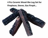 4 Pieces Gas Fireplace Ceramic Wood-like Logs for Ethanol firepit Stoves Burnner