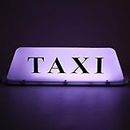 Qiilu Taxi Top Light, Magnetic Waterproof Taxi Cab Roof Top Light White LED Light Sealed Base DC 12V LED Sign Decor LED Taxi Display Signal Indicator Lamp