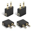 4 Pcs Airline Airplane Flight Adapters for Headphones,Airplane Headphone Adapters,3.5mm Golden Plated Jack Airline Earphone Adapter for Sony,Bose,Beats,JVC,Sennheiser,Panasonic,Betron etc