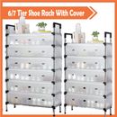 6/7-Tier Stackable Shoe Rack Storage Cabinet Organizer with Dust-proof Cover
