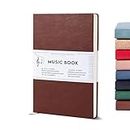Beechmore Books Blank Sheet Music Notebook - A4 Brown 156 Thick Pages 8.2 x 11.6 inch| 10-Staff Hardcover Vegan Leather 120gsm Composition Manuscript Paper - Boxed for Gifts Writers, Musicians