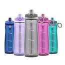 pogo BPA-Free Tritan Plastic Water Bottle with Soft Straw, 32 Oz, Grey