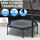 50" Foldable Mini Trampoline Rebounder Handrail Fitness Trainer Exercise Home