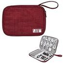 Electronic Organizer Travel Cable Organizer Bag Digital Accessories Storage Case with Dividers for Hard Drives, Portable Charger, Cables, Phone, USB, SD Card(Wine Red)