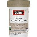 Swisse Vegan Calcium + Vitamin D3 for Stronger Bones, Teeth, Muscles & Immunity - 60 Tablets (Manufactured In Australia, Vegan Source Calcium Supplement For Higher Absorption)
