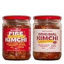 Bombucha Kimchi Combo | Original Kimchi & Fire Kimchi 450g | 100% Veg | Traditionally & Naturally Fermented | Raw & Unpasturized I No preservative I No artificial Flavoruing I No Vinegar I Healthy Food I Enjoy with Ramen Noodles| Pack of 2