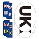 BEEWAY UK Car Stickers for Europe - 2x UK Oval + 4x Number Plate Stickers - Gloss Laminated, Self-adhesive Vinyl Sticker for Cars, Vans, Trucks Driving in European after Brexit GB