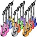 NOVELTY PLACE 12Pcs Inflatable Guitar Toy for Kids - Blow Up Guitars Inflatable Rock Star Guitar Toy Assorted Colors, Kids Birthday Party Decoration Gift Musical Concert Themed Party Favor
