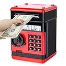 Highttoy Money Bank for Kids,Electronic Money Box for Kids ATM Savings Bank Password Piggy Bank for 3-12 Year Old Boys Girls Birthday Gifts Cash Coin Saving Box Money Safe for Kids Red