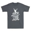 T-shirt da uomo vintage caccia pesca e amore per tutti i giorni sport divertenti con parole
