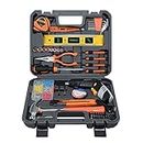 SOLUDE 130-Piece Home Tool Kit with 3.6V Cordless Rechargeable Screwdriver,Basic Women's Tool Set for New Home,Apartment,Dorm & DIY Projects