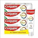 Colgate Total Original Toothpaste 4x100ml, stronger 24-hour bacterial defence, long-lasting active protection, unique dual zinc antibacterial technology, 8 benefits for complete protection