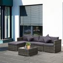 6-Piece Outdoor Patio Rattan Wicker Furniture Set w/ Cushions