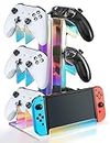 NiHome Iridescent Acrylic 3-Tier Game Controller Holder Headset Stand for PS5 Xbox ONE Switch, Universal Game Controller Organizer Stand Anti-Slip Stable Gaming Accessories Stand (White Base)