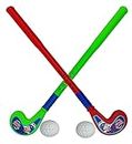 Rioff® Plastic Hockey Stick for Kids 2 Hockey 2 Ball Boy and Girl Set of 2