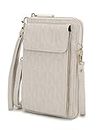 MKF Crossbody Cellphone Handbag for Women Wallet Purse – PU Leather Multi Pockets Clutch Bag, Wristlet Strap, Beige Caddy, Small
