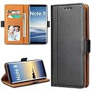 Galaxy Note 8 Case, Bozon Wallet Case for Samsung Galaxy Note 8 Flip Folio Leather Cover with Stand/Card Slots and Magnetic Closure (Black)