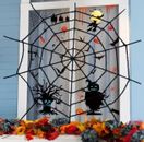 Telaras de araña Halloween peluche decoraciones para el hogar y el jardín 4 ft negro interior y exterior