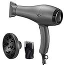 NITION Ceramic Hair Dryer with Diffuser,Comb & Nozzle Attachments,1875 Watt Negative Ions Ionic Blow Dryer for Quick Drying,3 Heat & 2 Speed Settings,Cool Shot Button,Black