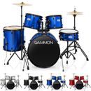 5 PC Adult Drum Set, Full Size Beginner Percussion Kit with Stool and Stands