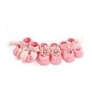 SYGA NewBorn Baby Girl's Regular Cotton Socks (Pack Of 3) (BabyBowSocks_Pink_Pink) for 0-12 Months