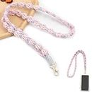 FOVANI Handmade Charm Rope Crossbody Lanyard: Neck Mobile Holder, Mobile Strap for iPhone & Most Smartphones - Hanging Chain Sling Accessory for Hands-Free Use (Pink)