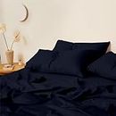 Kotton Culture Cotton Bedding Double Bed Set 100% Egyptian Cotton 4 Piece Sheet Set 600TC Soft Bedding Hotel Sheets with Deep Pocket, Fitted Sheet, Flat Sheet & 2 Pillowcases Sateen Weave, Navy Blue