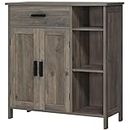 WEENFON Storage Cabinet with Doors and Shelves, Floor Storage Cabinet with Drawer, Accent Cabinet for Living Room, Kitchen, Rustic Oak