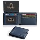 RUNBOX Wallet for Men Slim Rfid Leather 2 ID Window With Gift Box, A Tibetan Blue